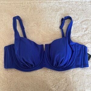Wild Fable Bikini Top Solid Blue Underwire Textured Women's Plus Size 24 NWT